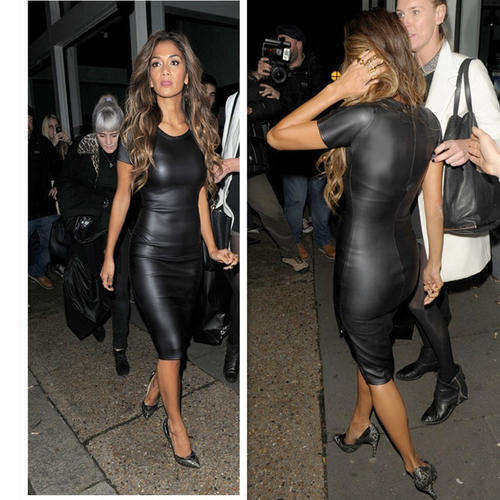 Sexy black PU dress